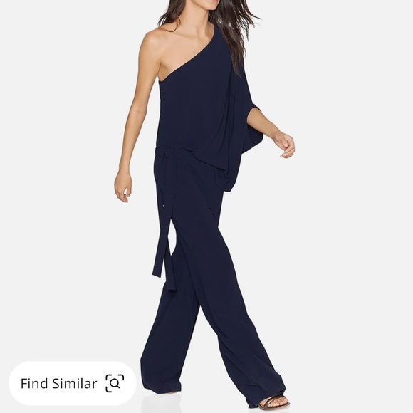 NWT HALSTON Gia Womens One Shoulder Asymmetrical Jumpsuit - Picture 2 of 3